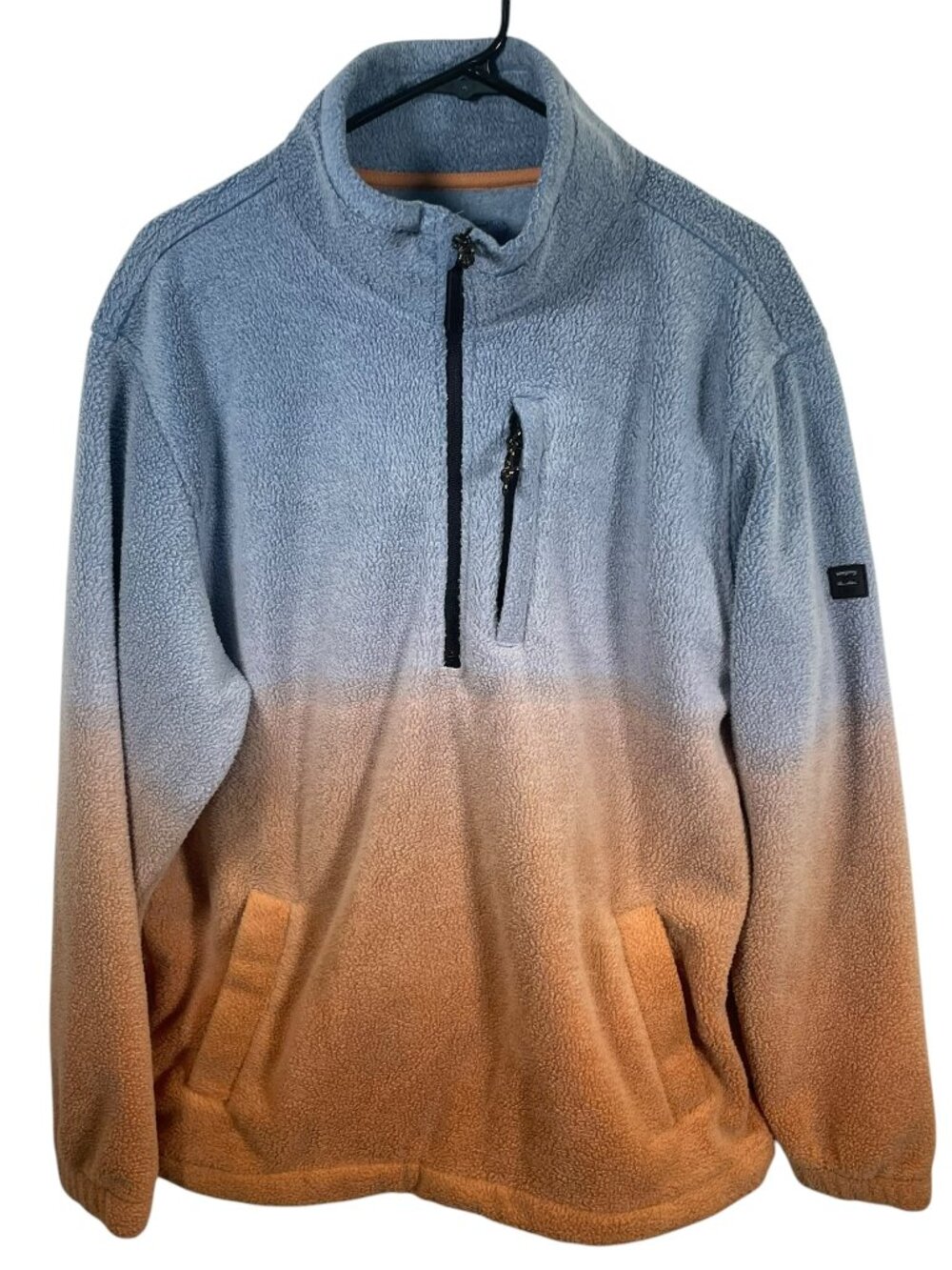 Billabong Boundary Half-Zip Mock Neck Fleece Mens Large Gradient Blue Orange